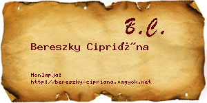 Bereszky Cipriána névjegykártya